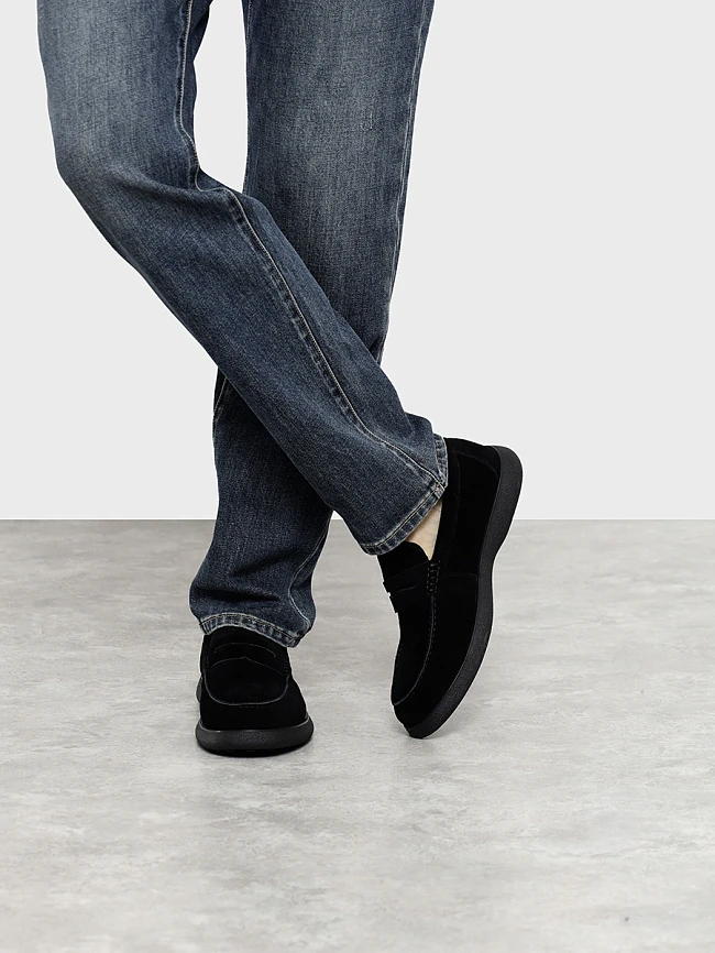 Лоферы мужские зимние, цвет черный, натуральный спилок M801012M | 8