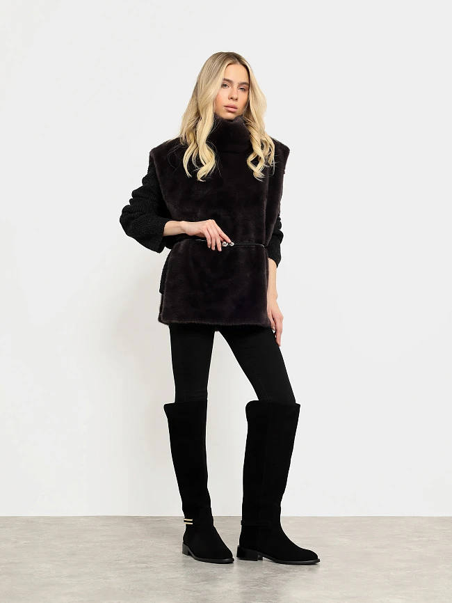 Сапоги женские зимние, цвет черный, натуральный велюр 1494714M | 8