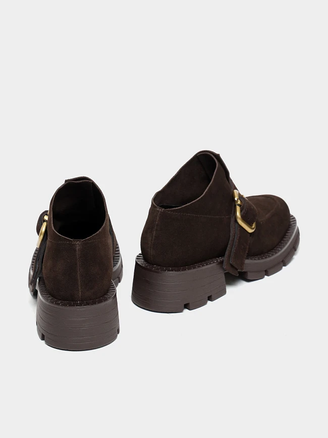 Полуботинки женские всесезонные, цвет коричневый, натуральный спилок 1731215 | 4