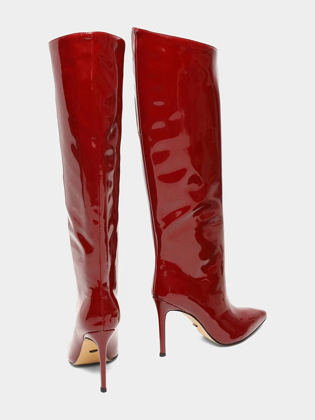 Сапоги женские демисезонные, цвет бордовый, искусственная лаковая кожа 6550436 | 3