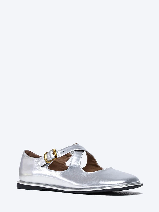 Балетки женские всесезонные, цвет серебряный, натуральная кожа и полимерные материалы 1849723 | 1