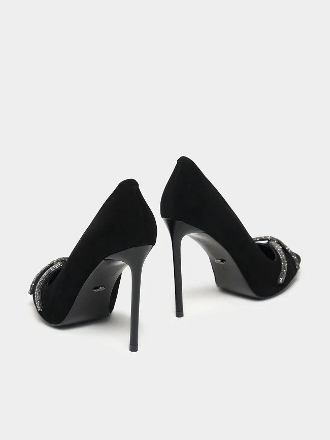 Туфли женские всесезонные, цвет черный, натуральный велюр 1492372P | 4