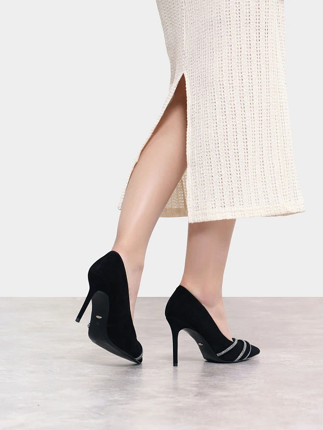 Туфли женские всесезонные, цвет черный, натуральный велюр 494858 | 9