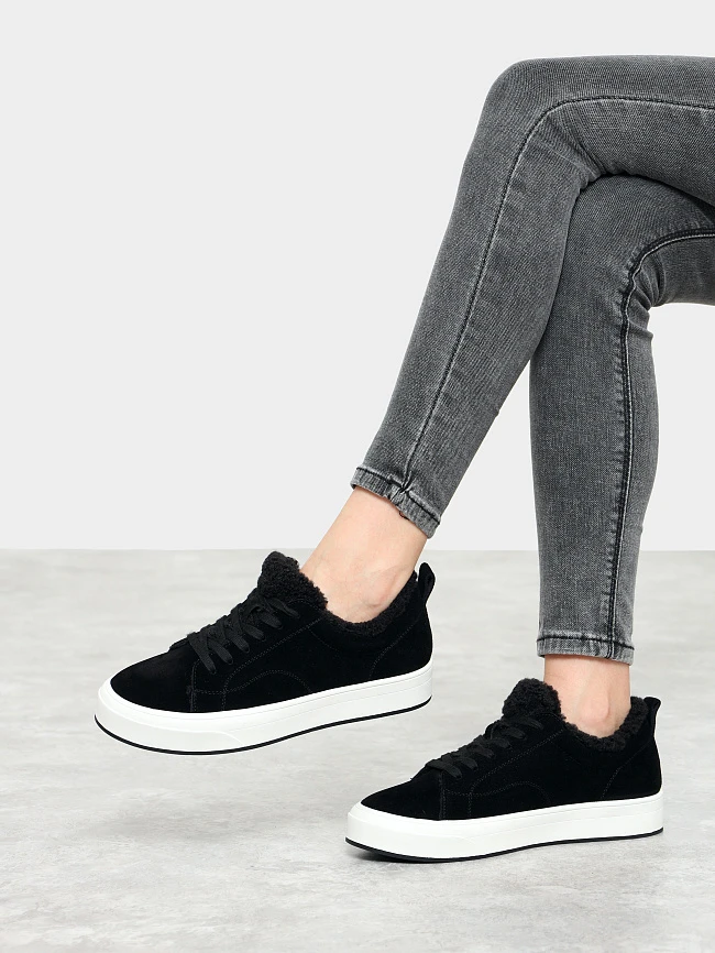 Кеды женские зимние, цвет черный, натуральный спилок 3630309M | 10