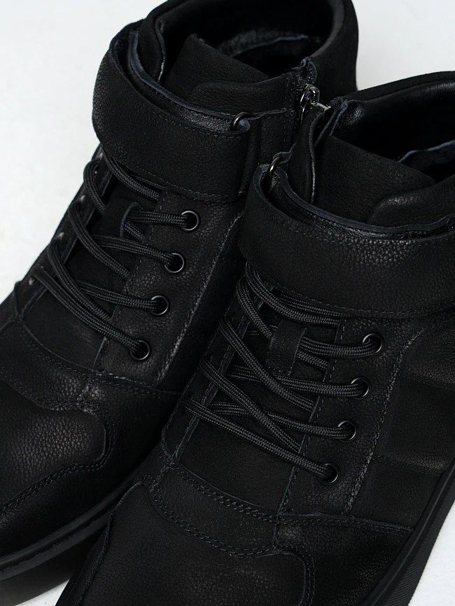 Кеды мужские зимние, цвет черный, натуральный нубук M253851M | 5