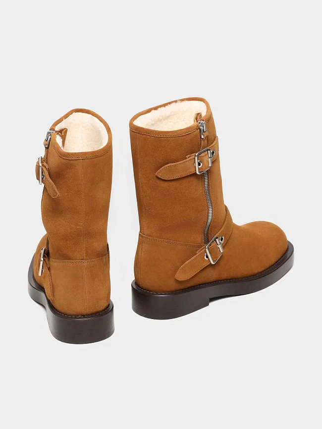 Полусапоги женские зимние, цвет рыжий, натуральный спилок 1731180M | 4