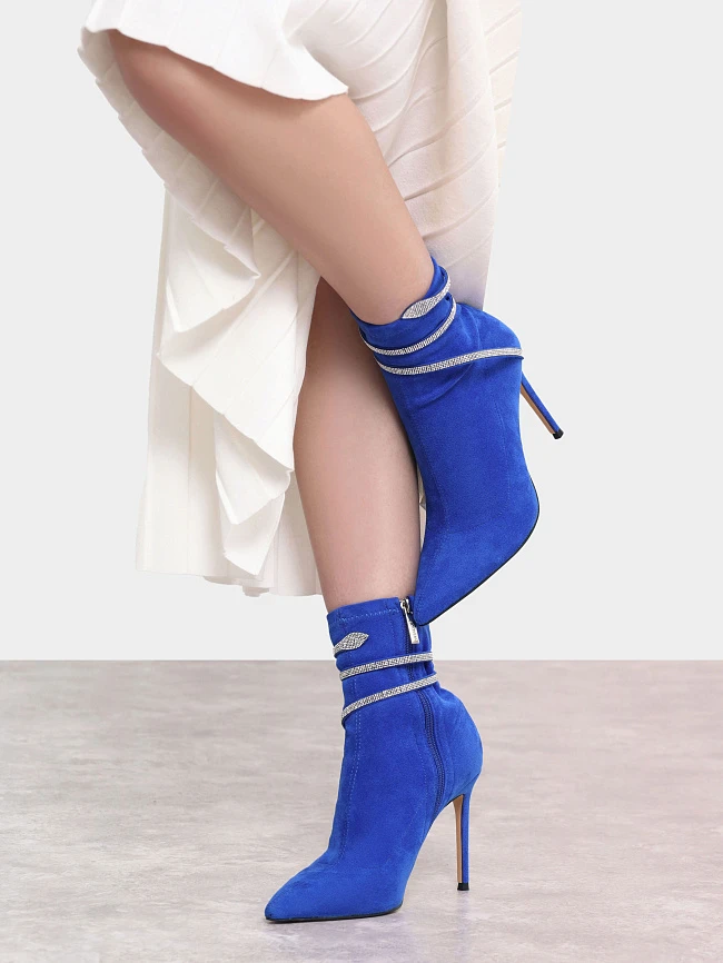 Полусапоги женские демисезонные, цвет синий, искусственный велюр 1398947 | 9