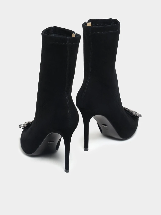 Полусапоги женские демисезонные, цвет черный, натуральный велюр 1820306 | 4