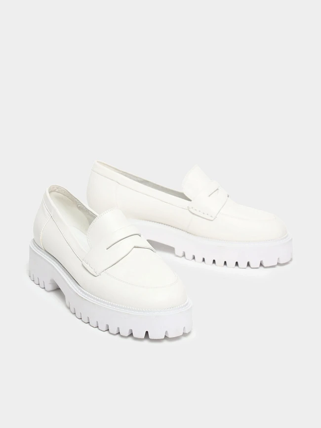 Лоферы женские всесезонные, цвет молочный, натуральная кожа 1013161 | 3