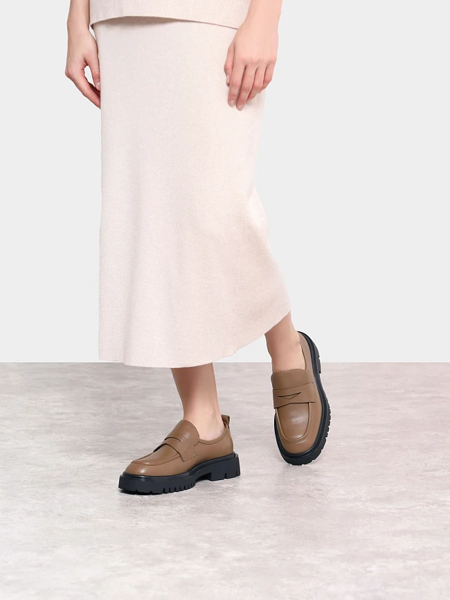 Лоферы женские всесезонные, цвет бежевый, натуральная кожа 1820244 | 8