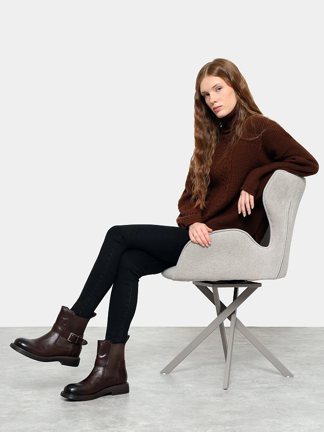 Полусапоги женские демисезонные, цвет коричневый, натуральная кожа 17VC432 | 10