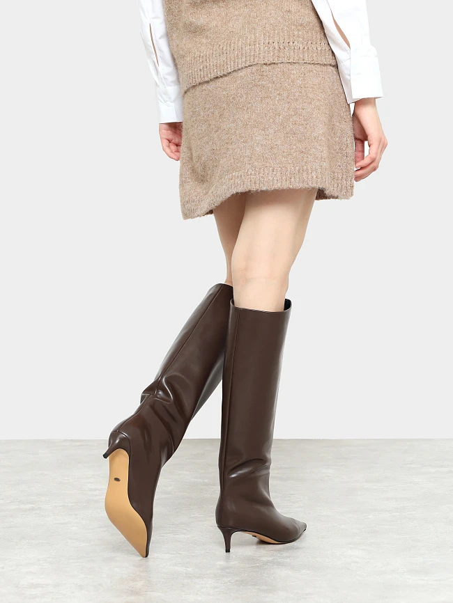 Сапоги женские демисезонные, цвет коричневый, натуральная кожа 6550306 | 8