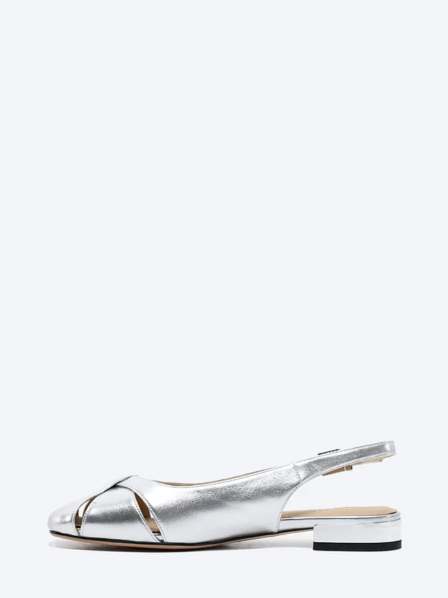 Туфли женские летние, цвет серебряный, натуральная кожа и полимерные материалы 1848586 | 3