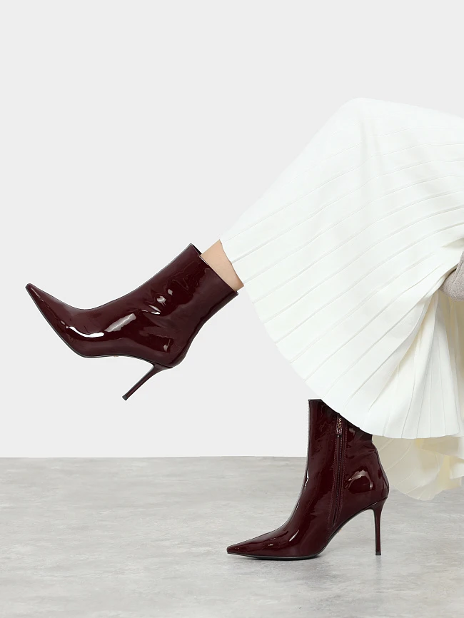 Полусапоги женские демисезонные, цвет бордовый, натуральная лаковая кожа 1494513 | 10