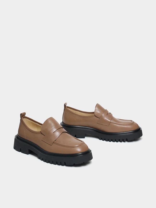 Лоферы женские всесезонные, цвет бежевый, натуральная кожа 1820244 | 3