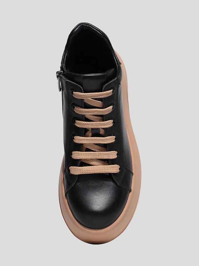 Кеды женские демисезонные, цвет черный, натуральная кожа 136542 | 4