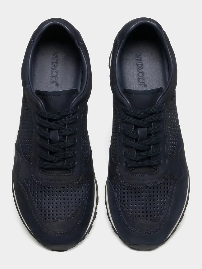 Кроссовки мужские летние, цвет синий, натуральный нубук M254423 | 4