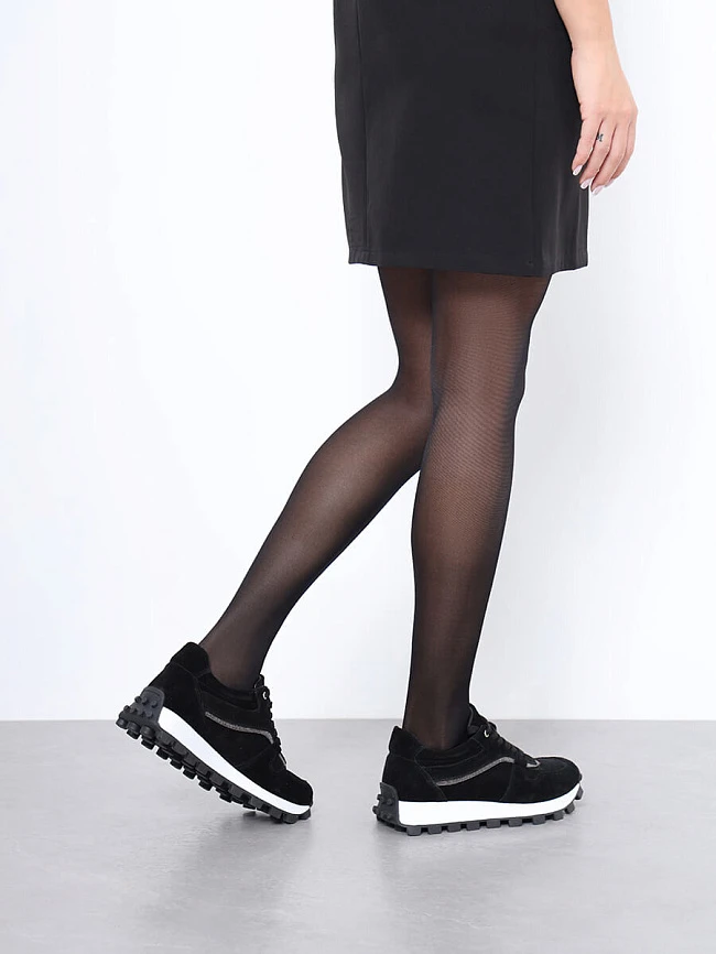 Кроссовки женские демисезонные, цвет черный, натуральный спилок 136584 | 14