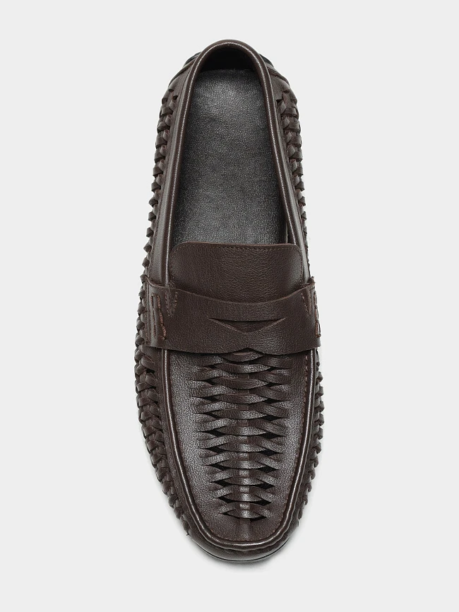 Мокасины мужские летние, цвет коричневый, натуральная кожа M801350 | 4