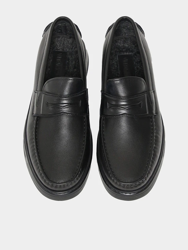 Лоферы мужские зимние, цвет черный, натуральная кожа M80747M | 5
