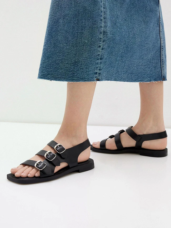 Сандалии женские летние, цвет черный, натуральная кожа 1494356 | 6