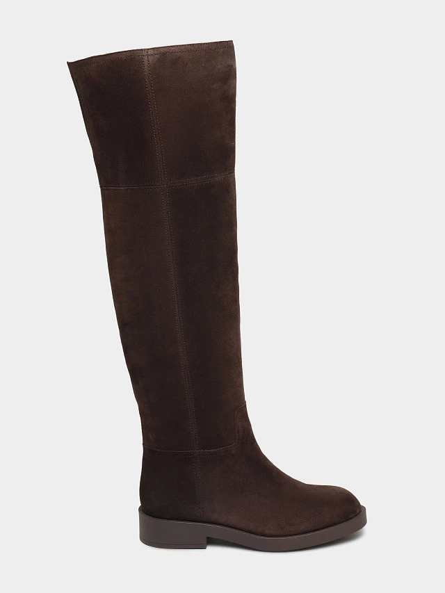 Ботфорты женские зимние, цвет коричневый, натуральный спилок 1821128M | 1