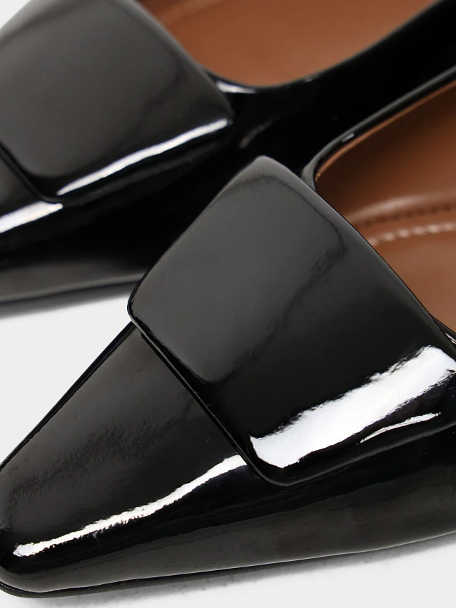 Балетки женские всесезонные, цвет черный, натуральная лаковая кожа 1013756 | 5