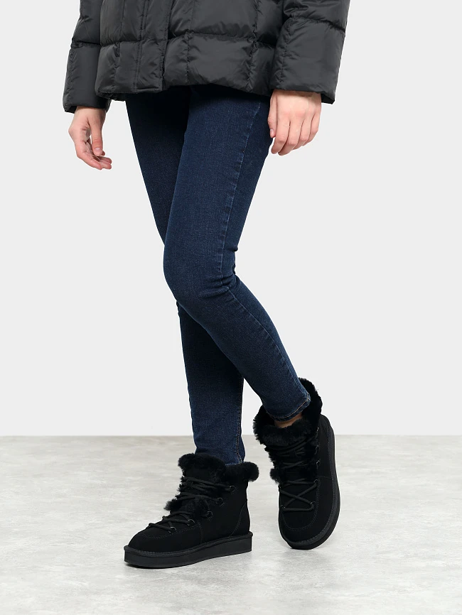 Ботинки женские зимние, цвет черный, натуральный спилок 7210445M | 7