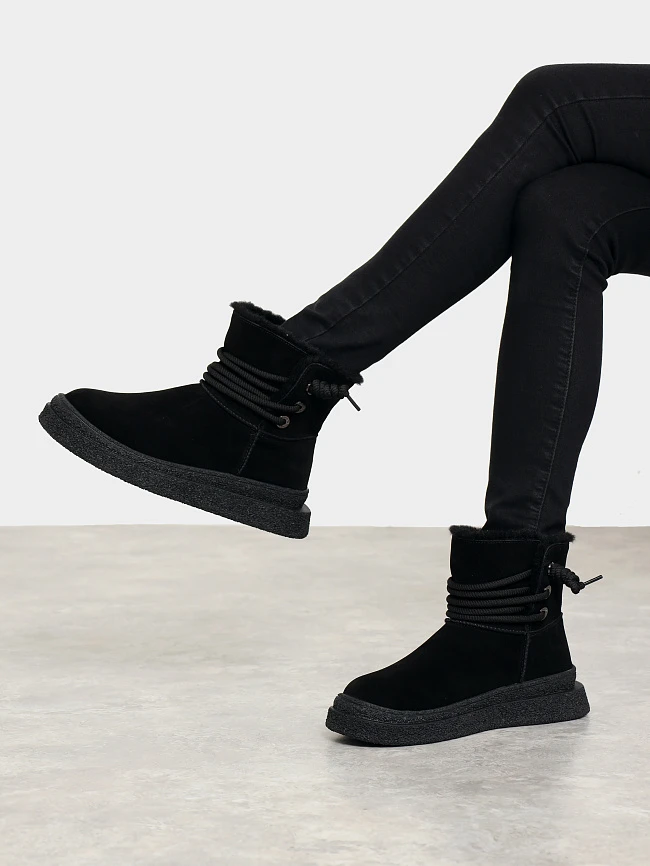 Полусапоги женские зимние, цвет черный, натуральный спилок 3630341M | 7