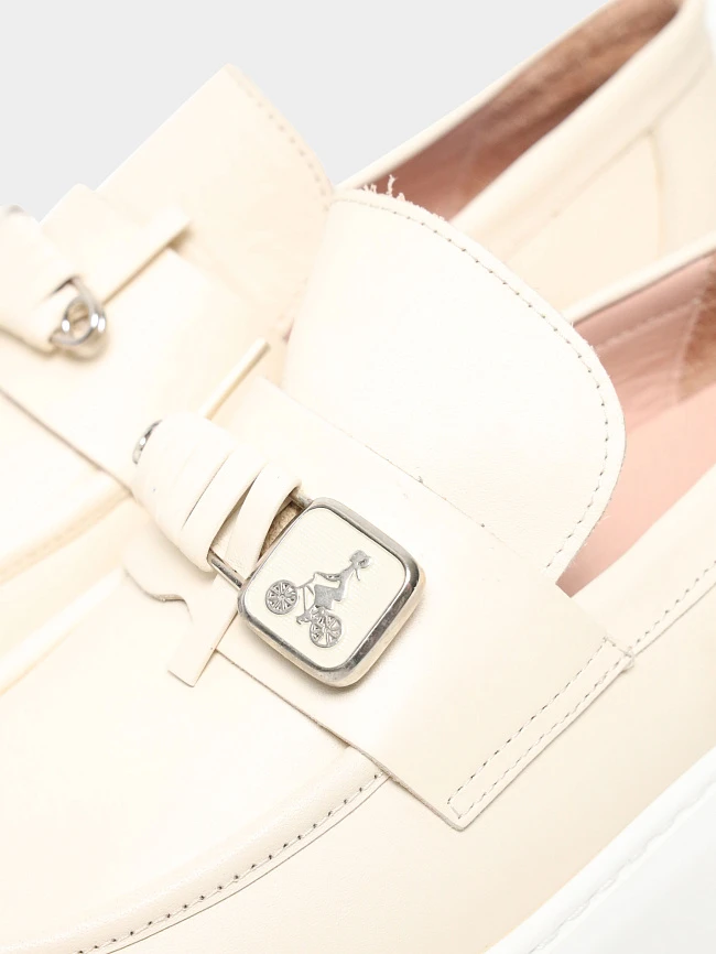 Лоферы женские всесезонные, цвет бежевый, натуральная кожа 136454 | 7