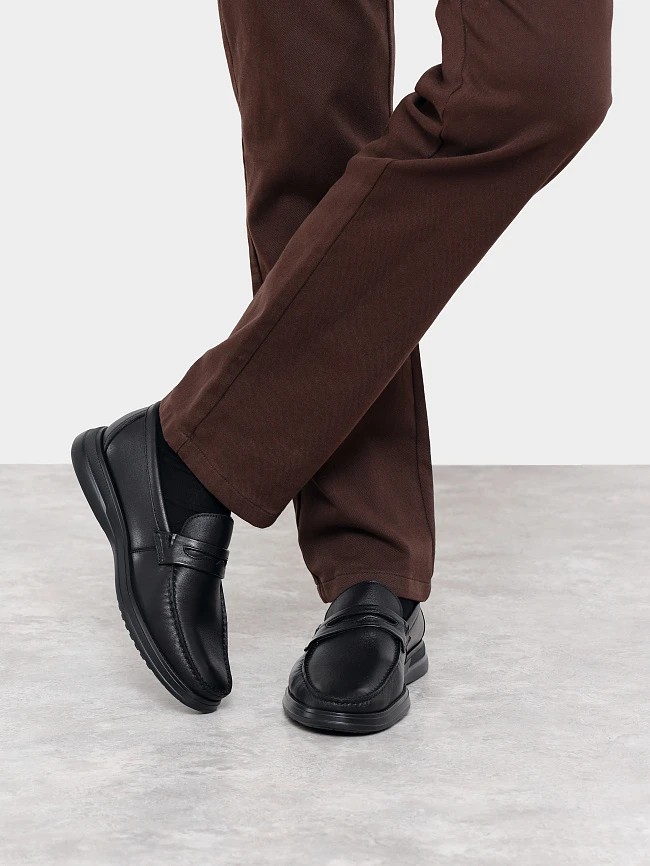 Мокасины мужские летние, цвет черный, натуральная кожа M801315 | 7