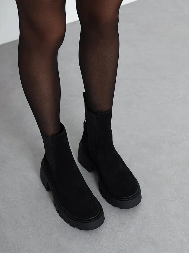 Полусапоги женские демисезонные, цвет черный, натуральный спилок 136886 | 13