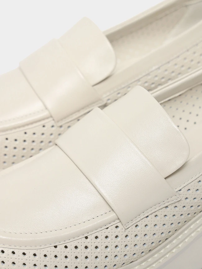 Лоферы женские всесезонные, цвет молочный, натуральная кожа 1013012 | 7