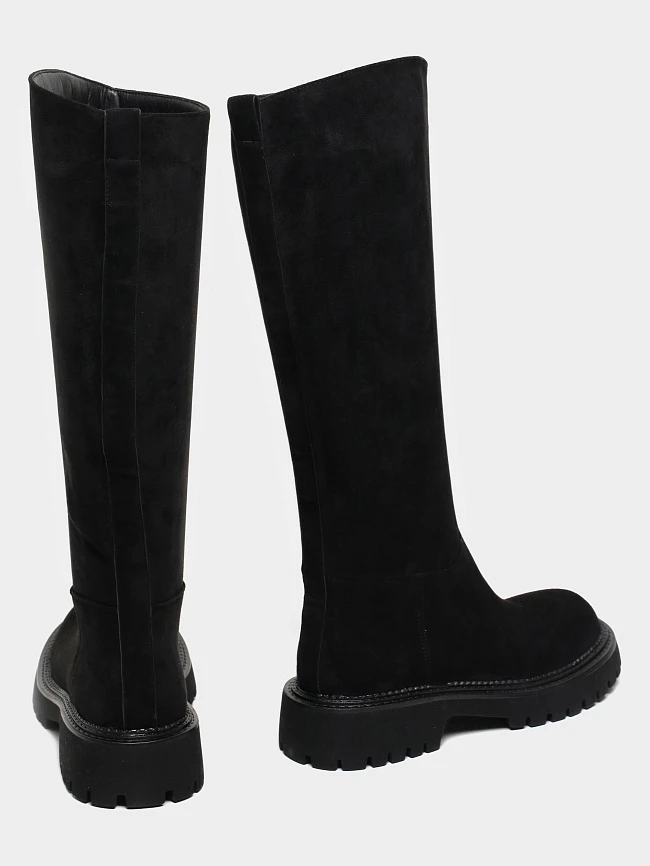 Сапоги женские демисезонные, цвет черный, искусственный велюр 18410121 | 4