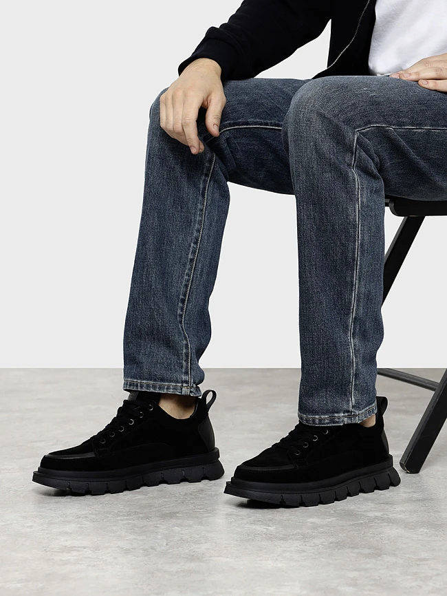 Полуботинки мужские зимние, цвет черный, натуральный спилок/натуральная кожа M1782017M-1 | 11