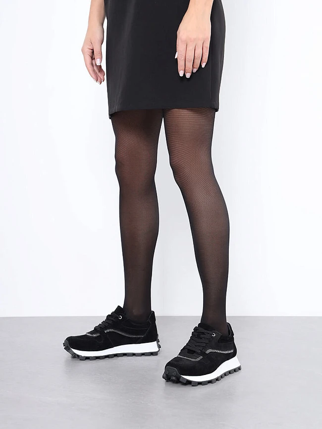 Кроссовки женские демисезонные, цвет черный, натуральный спилок 136584 | 16