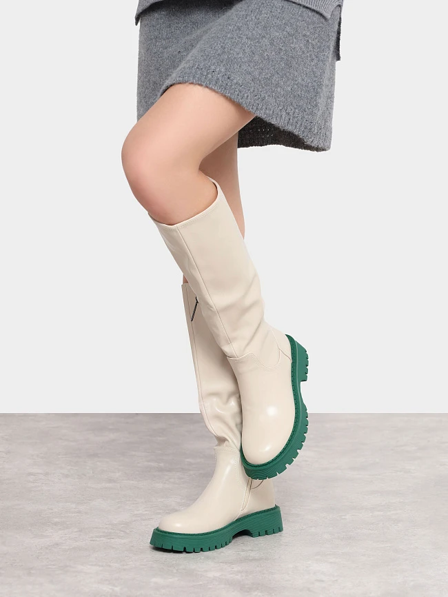 Сапоги женские демисезонные, цвет молочный, искусственная кожа 1847544 | 9