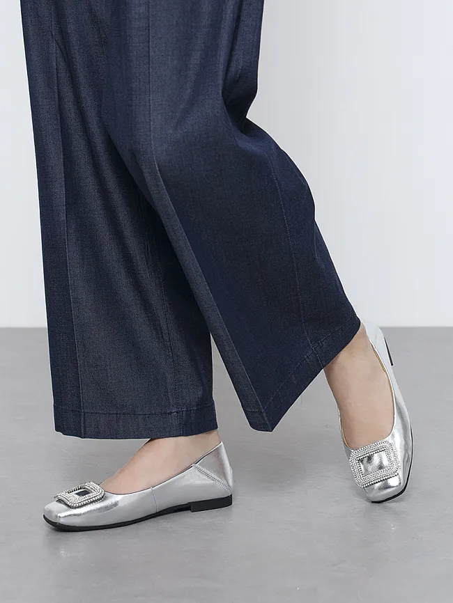 Балетки женские всесезонные, цвет серебряный, натуральная кожа и полимерные материалы 1849944 | 7