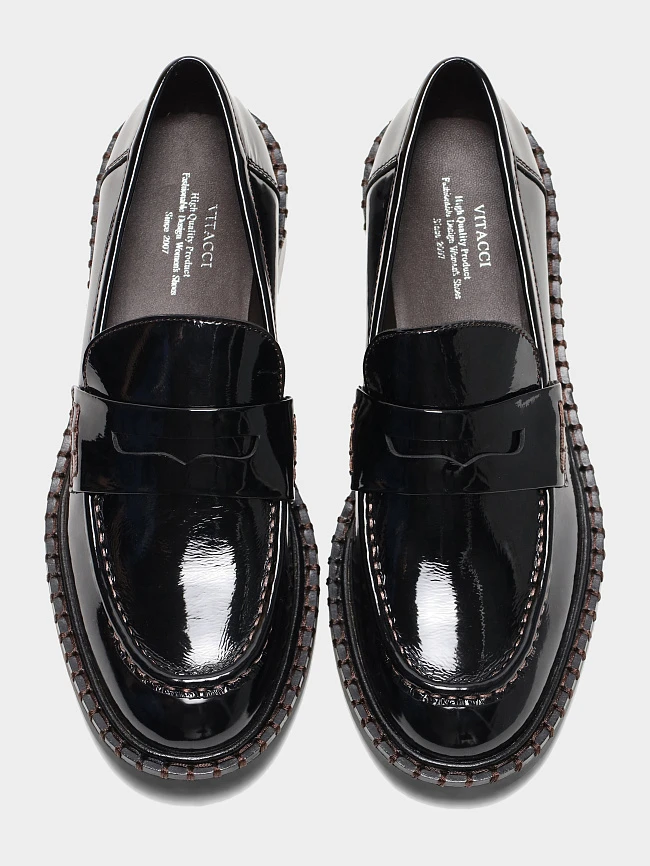 Лоферы женские всесезонные, цвет черный, натуральная лаковая кожа 1821520 | 5