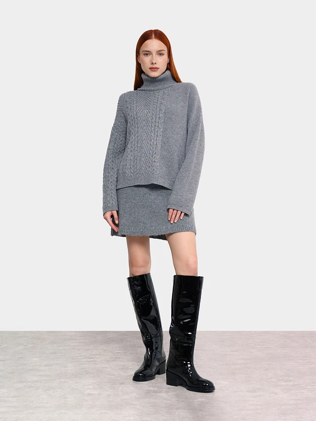 Сапоги женские демисезонные, цвет черный, натуральная лаковая кожа 1730857 | 13