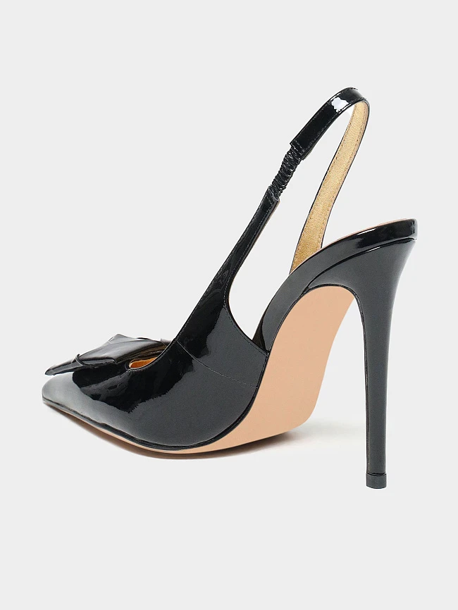 Туфли женские летние, цвет черный, натуральная лаковая кожа 944367 | 3