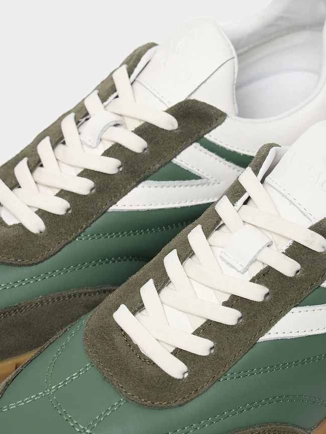 Кроссовки мужские демисезонные, цвет хаки, натуральная кожа/натуральный спилок M03033 | 6