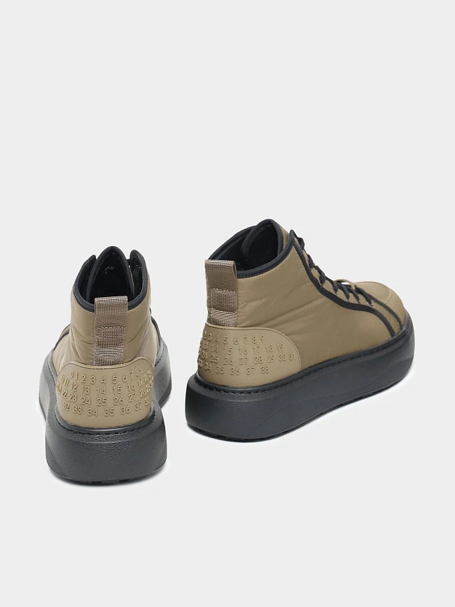 Кеды мужские зимние, цвет хаки, текстиль M03050M | 3