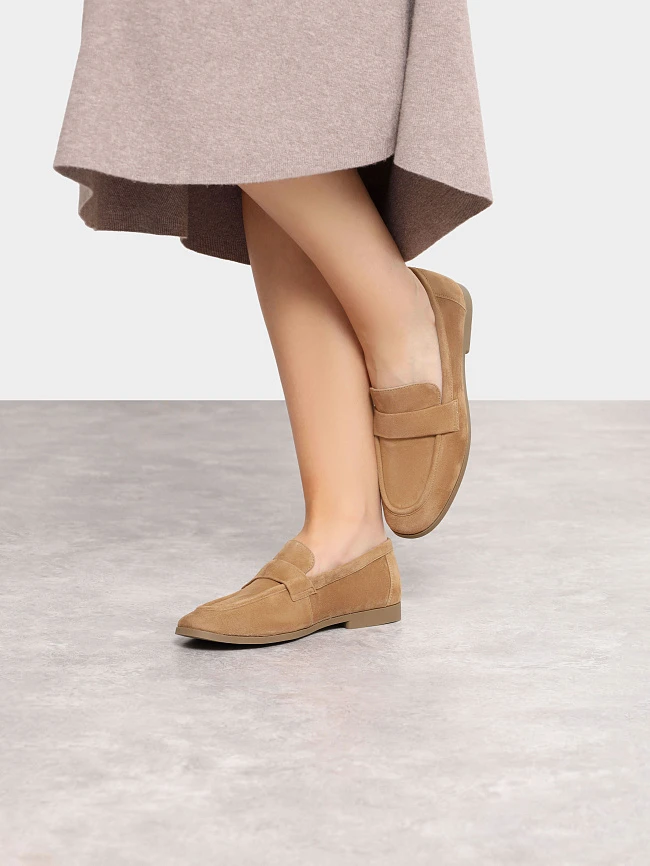 Лоферы женские всесезонные, цвет рыжий, натуральный велюр 3630230 | 9