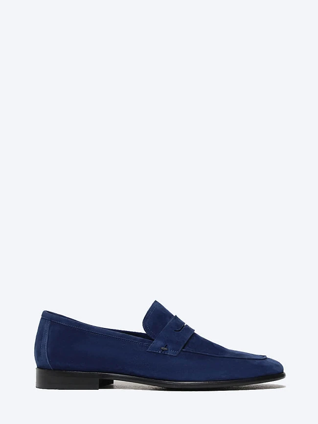 Лоферы мужские всесезонные, цвет синий, натуральный велюр M1022837 | 2