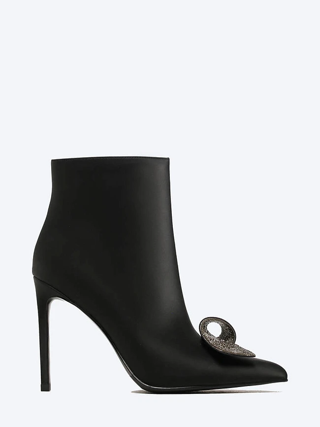 Ботильоны женские демисезонные, цвет черный, натуральная кожа/натуральный велюр 1493938-1 | 2