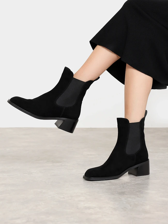 Полусапоги женские демисезонные, цвет черный, натуральный велюр 1494506 | 7