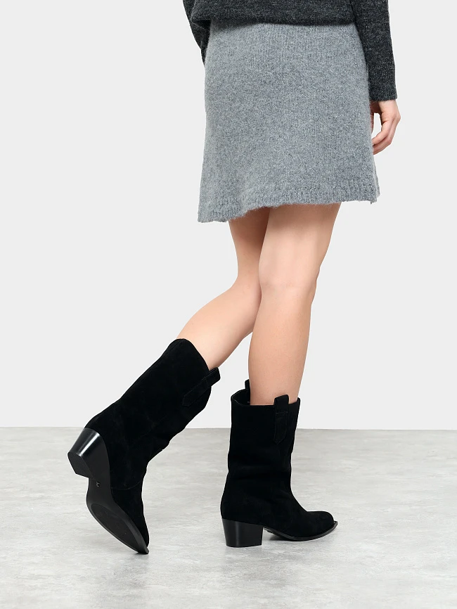 Сапоги женские демисезонные, цвет черный, натуральный спилок 642299 | 8