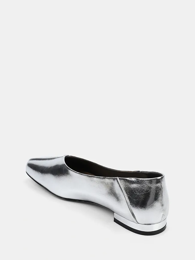 Балетки женские всесезонные, цвет серебряный, натуральная кожа и полимерные материалы 1849753 | 3
