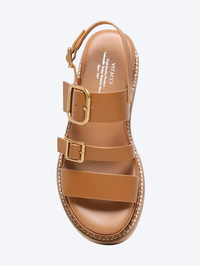 Сандалии женские летние, цвет рыжий, натуральная кожа 642064 | 4